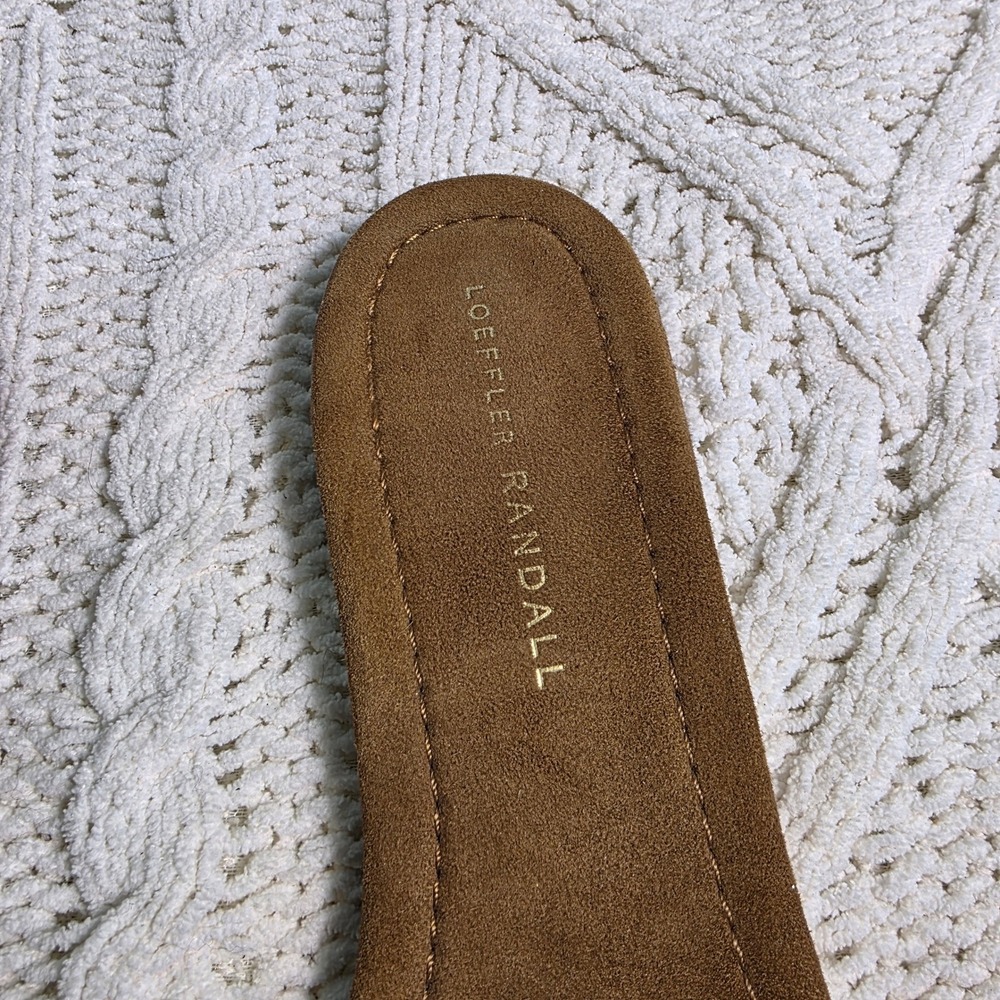 Loeffler Randall Hadley Bow Sandal Suede Slides Brown Women 9.5 Excellent - Picture 3 of 5